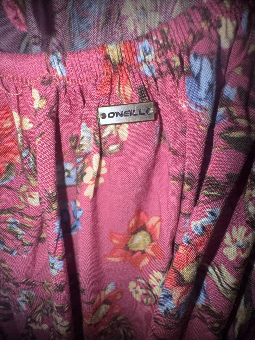 NWT O’Neill Rose-Pink Floral Off-Shoulder Midi Dress